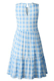 Fashion Street Plaid Patchwork O Neck Princess Dresses(3 Colors)