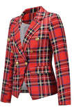 Fashion Street Plaid Patchwork Turn-back Collar Outerwear(4 Colors)