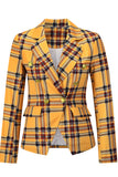 Fashion Street Plaid Patchwork Turn-back Collar Outerwear(4 Colors)