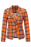 Fashion Street Plaid Patchwork Turn-back Collar Outerwear(4 Colors)