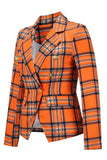 Fashion Street Plaid Patchwork Turn-back Collar Outerwear(4 Colors)