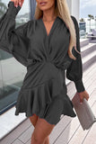 Sweet Elegant Solid Flounce V Neck A Line Dresses