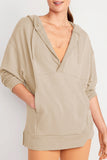 Casual Solid Pocket V Neck Tops