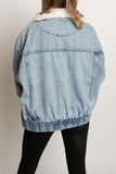 Casual Solid Patchwork Turndown Collar Long Sleeve Regular Denim Jacket