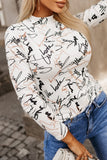 Casual Letter Digital Printing Half A Turtleneck Tops(9 Colors)