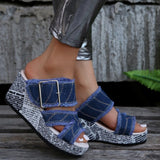 Casual Patchwork Round Comfortable Out Door Wedges Shoes (Heel Height 3.15in)