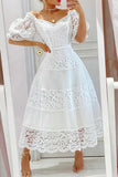 Sweet Elegant Solid Lace V Neck Princess Dresses