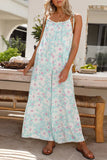 Sweet Print Flowers Lace U Neck Loose Jumpsuits