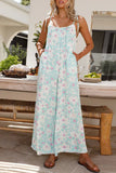 Sweet Print Flowers Lace U Neck Loose Jumpsuits