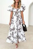 Sweet Elegant Floral Hollowed Out Off the Shoulder Printed Dress Dresses