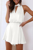 Elegant Solid Bandage Halter Loose Rompers