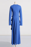 Elegant Solid Metal Accessories Decoration Fold O Neck Evening Dress Dresses(3 Colors)