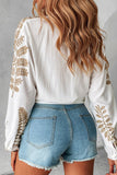 Casual Embroidery Basic Shirt Collar Blouses