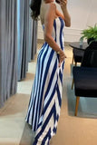 Sexy Striped Pocket Slit Strapless Sleeveless Two Pieces