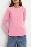 Casual Simplicity Solid O Neck Tops