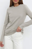 Casual Simplicity Solid O Neck Tops