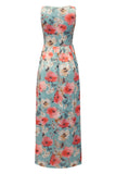 Casual Floral Print Basic O Neck Long Dresses