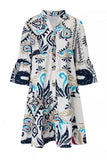 Casual Daily National Totem Print Patchwork Ruffle V Neck A Line Dresses