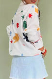 Casual Daily Graffiti Print Buttons Turndown Collar Blouses