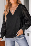 Casual Street Solid Color Lace V Neck Blouses