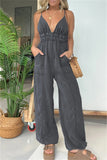 Sexy Casual Patchwork Backless Spaghetti Strap Fitted Jumpsuits(5 Colors)