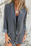 Casual Daily Buttons Patchwork Turn-back Collar Long Sleeve Loose Denim Jacket(4 Colors)