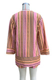 Casual Daily Striped Print Pocket Cardigan Collar Long Sleeve Two Pieces