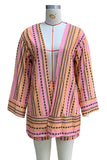 Casual Daily Striped Print Pocket Cardigan Collar Long Sleeve Two Pieces