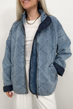 Casual Solid Color Distressed Zipper Turndown Collar Outerwear