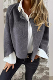 Casual Buttons Patchwork Fluffy O Neck Outerwear(8 Colors)