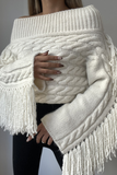 Sexy Street Fringed Trim Weave Off Shoulder Sweaters