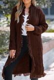 Casual Fringed Trim Weave Cardigan Collar Outerwear(3 Colors)