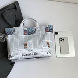 Casual Daily Newspaper printing Zipper Bags(3 Colors)