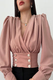 Daily Elegant Buttons V Neck Blouses(3 Colors)