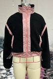 Casual Patchwork Zipper Contrast Mandarin Collar Outerwear(5 Colors)