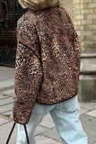 Casual Street Leopard Pocket Patchwork O Neck Outerwear(3 Colors)