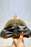 Celebrities Solid Color Ruched Rhinestone Decor Bags(5 Colors)