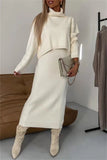 Casual Basic Turtleneck Long Sleeve Two Pieces(6 Colors)