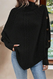 Casual Buttons Weave Turtleneck Sweaters(3 Colors)