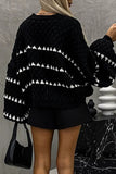 Casual Stripe Patchwork Contrast O Neck Sweaters