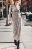 Casual Street Sequins Backless O Neck Long Sleeve Dresses