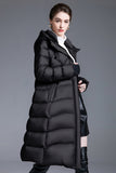 Casual Draw String Pocket Zipper White duck down Hooded Outerwear(Down content 86%~90%)