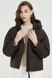 Casual Pocket Zipper White duck down Hooded Outerwear(Down content 86%~90%)(4 Colors)