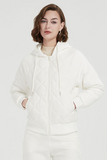 Casual Daily Draw String Pocket Zipper White duck down Hooded Outerwear(Down content 86%~90%)(3 Colors)