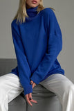 Casual Solid Color Slit Turtleneck Sweaters(8 Colors)