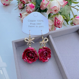 Elegant Real flowers Patchwork Metal Accessories Trim Earrings(Each one is unique)(17 Colors)