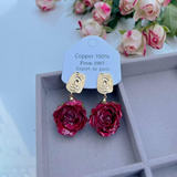 Elegant Real flowers Patchwork Metal Accessories Trim Earrings(Each one is unique)(17 Colors)