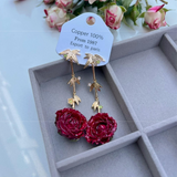 Elegant Real flowers Patchwork Metal Accessories Trim Earrings(Each one is unique)(17 Colors)