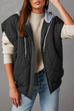 Casual Zipper Contrast Hooded Waistcoats