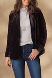 Casual Buttons Slit Velvet Turn-back Collar Outerwear(4 Colors)